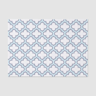 Elegant Light Blue Moroccan Quatrefoil Pattern Tissue Paper