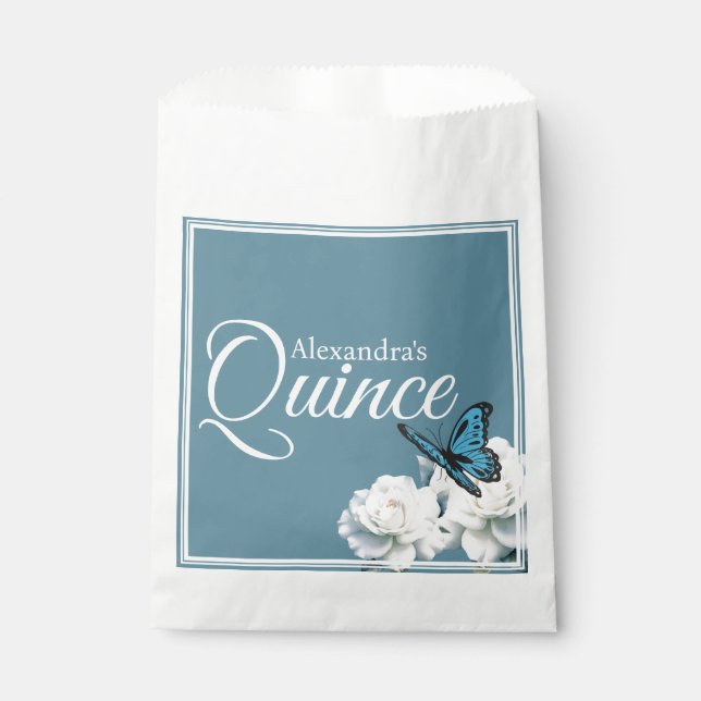 Elegant Light Blue Quinceañera - Chambelán Custom Favour Bag (Front)