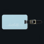 Elegant Light Blue Script Name Personalized  Luggage Tag<br><div class="desc">Elegant Pastel Light Blue Script Name Personalized Luggage Tag</div>