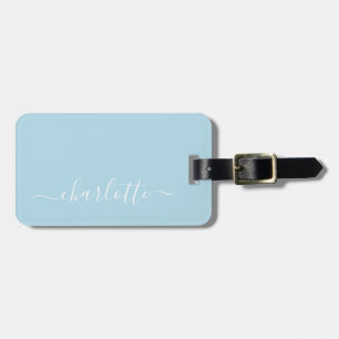 Elegant Light Blue Script Name Personalized  Luggage Tag