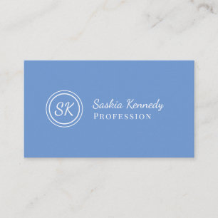 Elegant Light Blue Script Professional Monogram Business Card