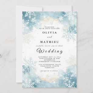 Elegant Light Blue Snowflake Winter Wedding Invitation