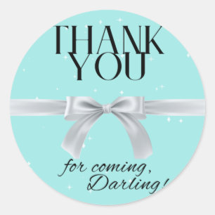elegant, light blue Thank you sticker 