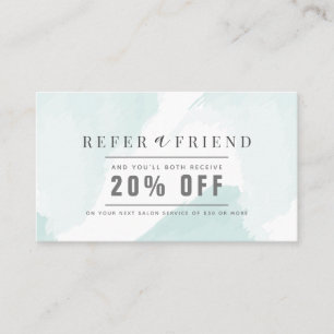 Elegant Light Blue Watercolor Salon Referral Business Card