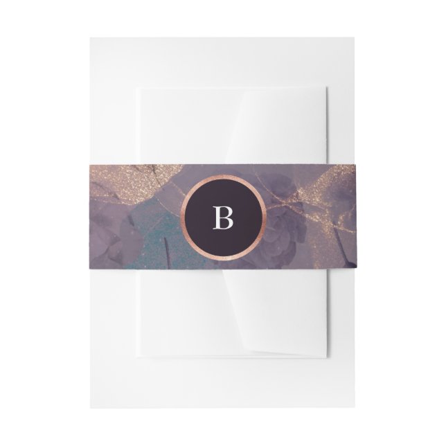 Elegant Light Boho Floral Arch Rose Gold Wedding Invitation Belly Band (Front Example)
