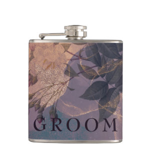 Elegant Light Boho Purple Rose Gold Groomsmen Hip Flask
