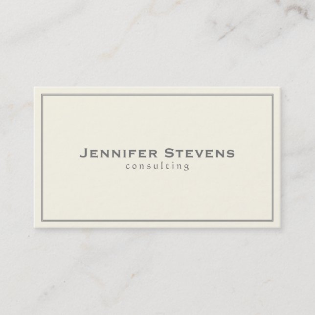 Elegant Light Cream With grey Border Business Card (Front)