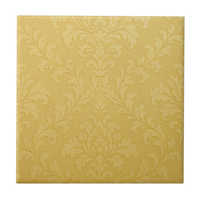 Elegant Light Gold Baroque Damask Tile (Front)