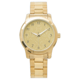 Elegant Light Gold Baroque Damask Watch