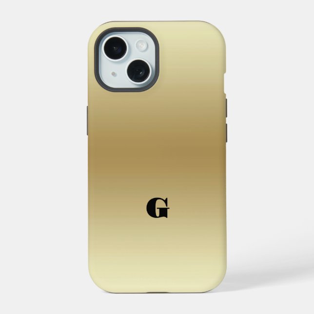 Elegant Light Gold Teal Personalized iPhone 15 Case (Back)