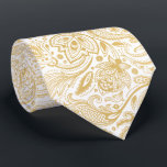 Elegant Light Gold & White Vintage Paisley Tie<br><div class="desc">Elegant light yellow gold tones vintage floral paisley pattern over customizable white background.</div>