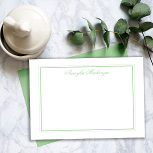 Elegant Light Green and White Personalized Card