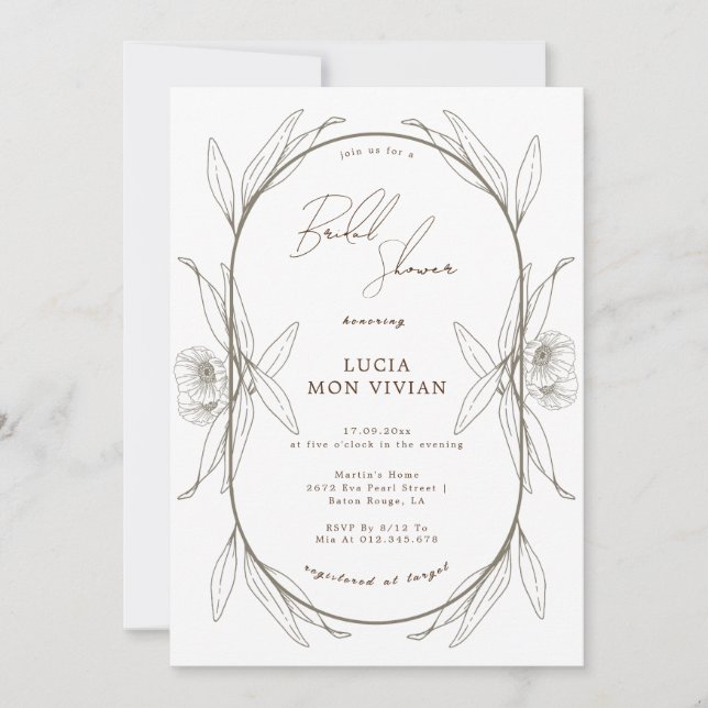 Elegant Light Green Floral Bridal Shower  Invitation (Front)
