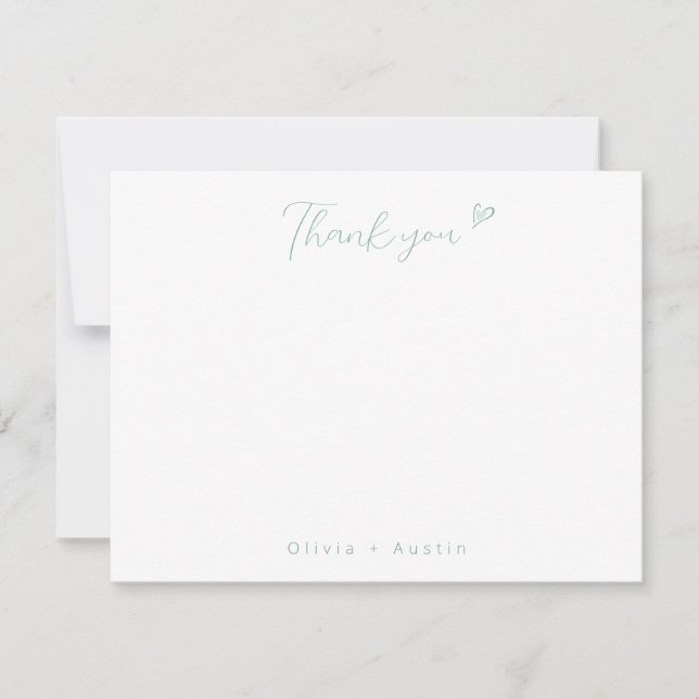 Elegant Light Green Hand Drawn Bow Thank You Card (Front)