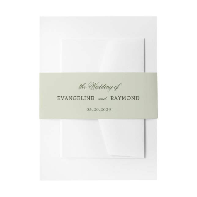 Elegant Light Green Manor Garden Wedding Invitation Belly Band (Front Example)