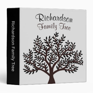 Elegant Light Grey Black Genealogy Family Tree Binder