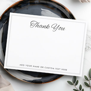 Elegant light grey border dark grey text blank thank you card