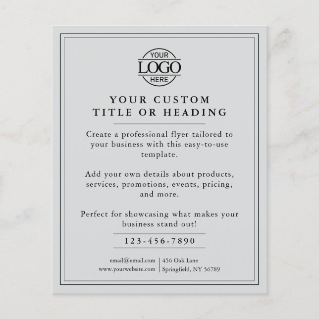 Elegant Light Grey Business Logo Promotional Flyer (Front)