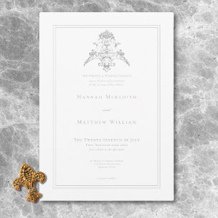 Elegant Light Grey Chinoiserie Cherub Wedding Invitation