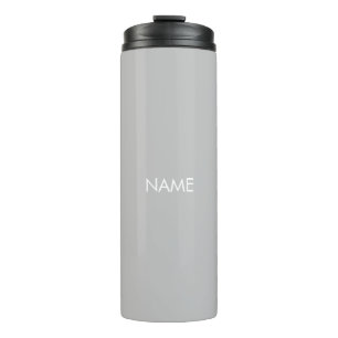 Elegant light grey white custom name text monogram thermal tumbler