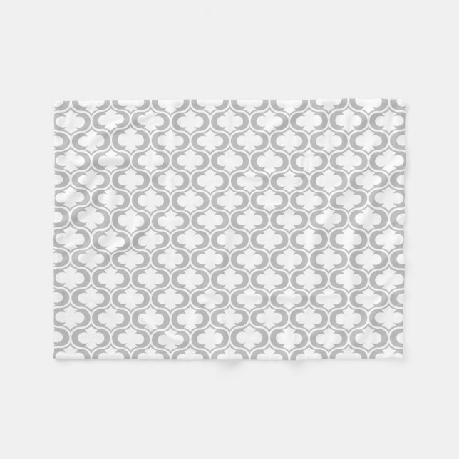 Elegant Light Grey White Lattice Pattern Fleece Blanket (Front (Horizontal))
