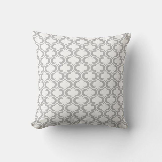 Elegant Light Grey White Lattice Pattern Throw Pillow (Front)