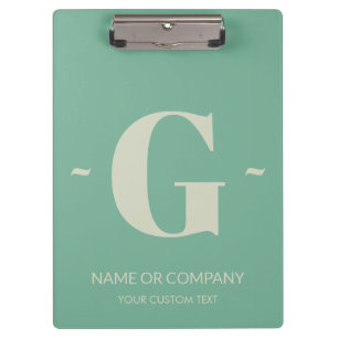 Elegant Light Mint Green Personalized Letter Text Clipboard