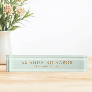 Elegant light mint green trendy nameplate