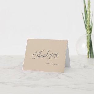 Elegant Light Mocha Script Wedding Thank You Card