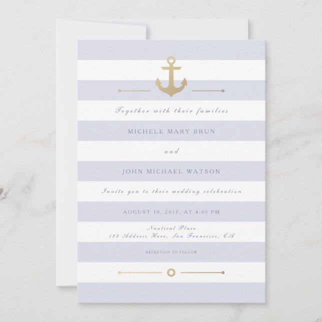 Elegant Light Nautical Wedding Invitation (Front)