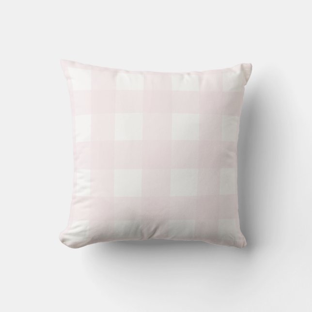 Elegant Light Pastel Pink Buffalo Check.  Throw Pillow (Front)