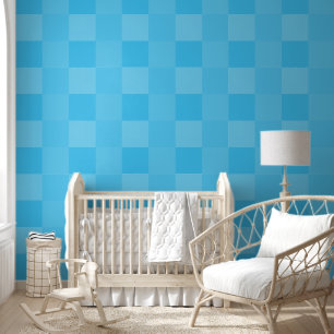 Elegant Light Pastel Sky Blue Chequered Squares Wallpaper