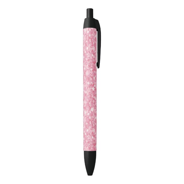 Elegant Light Pink And White Glitter Pattern Black Ink Pen (Bottom (Vertical))