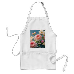 Elegant light pink blush flowers with pearls standard apron