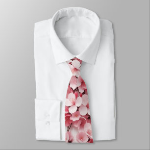 Elegant Light Pink Cherry Blossom Floral Pattern Tie