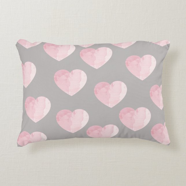 elegant light pink colour love hearts pattern accent pillow (Front)