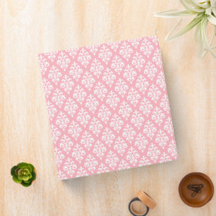 Elegant Light Pink Damask Pattern Recipe Binder