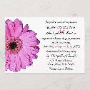 Elegant Light Pink Gerbera Daisy Wedding Invitation