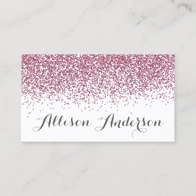 Elegant Light Pink Glitter Business Cards (Front)