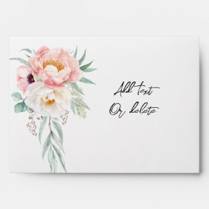 Elegant light Pink Peony Eucalyptus Wedding Envelope