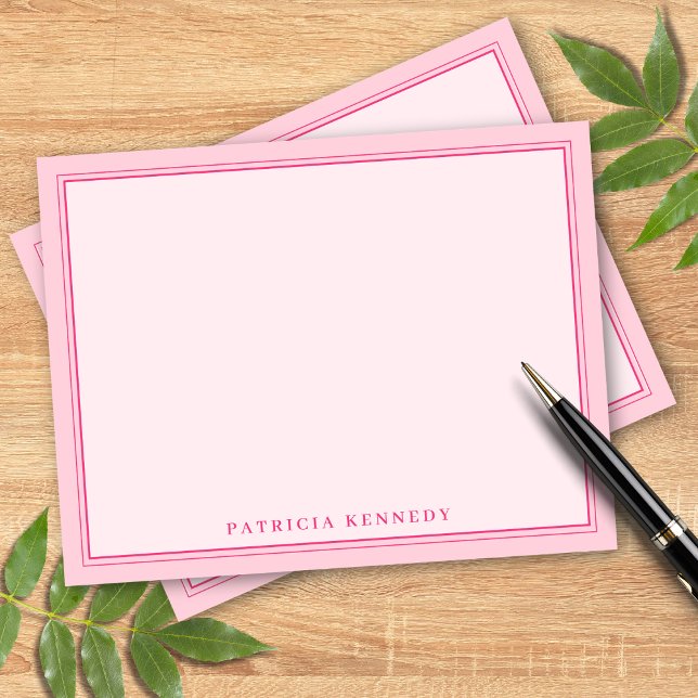 Elegant Light Pink Two Border Name Personalized Card (Creator Uploaded)