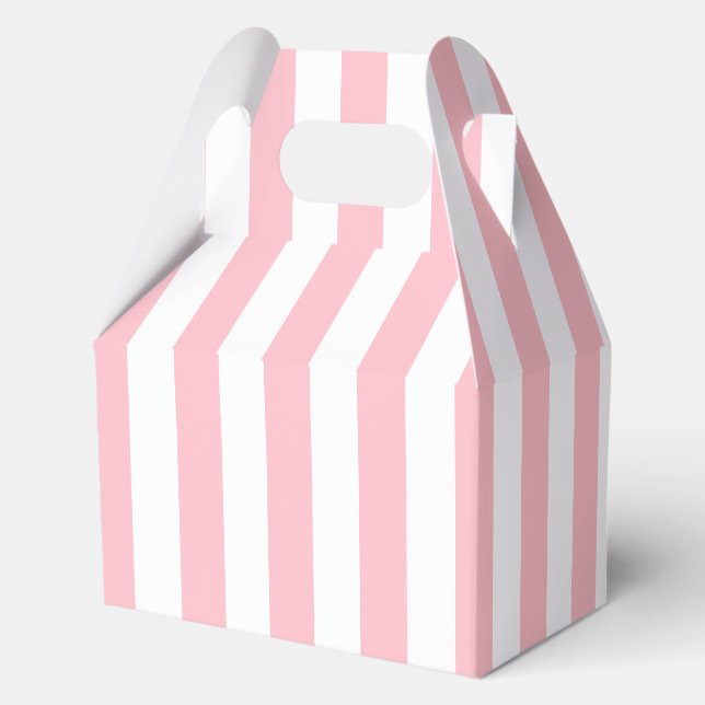 Elegant Light PInk White Striped Pattern Favor Box (Back)
