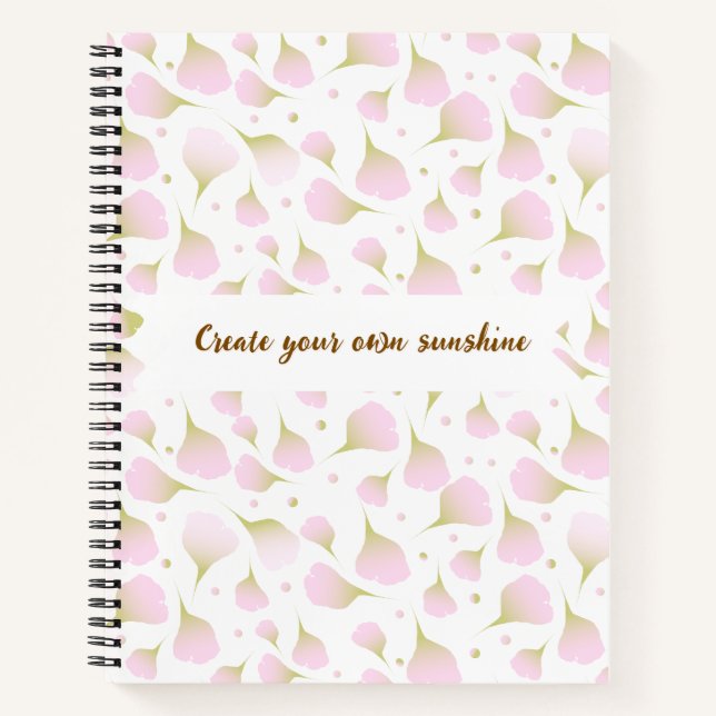 Elegant Light Powder Pink Monogram Floral Petals Notebook (Front)
