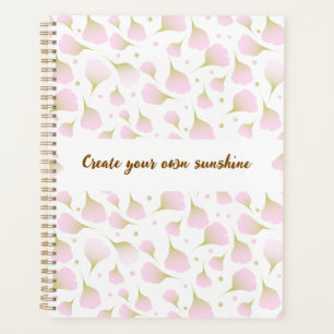Elegant Light Powder Pink Monogram Petals Daily Planner