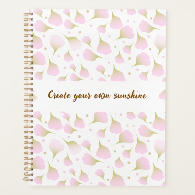 Elegant Light Powder Pink Monogram Petals Daily Planner (Front)