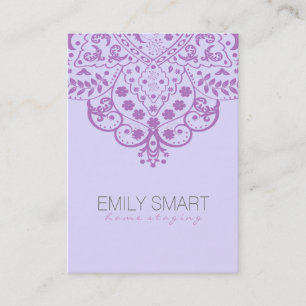 Elegant Light Purpl Background Purple Vintage Lace Business Card