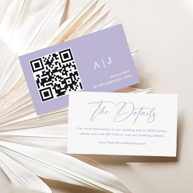 Elegant Light Purple and White Wedding Details Enclosure Card (Creator Uploaded)