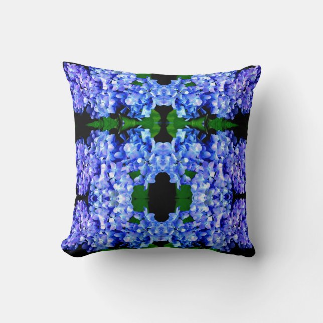 Elegant light purple blue magenta floral hydrangea throw pillow (Front)