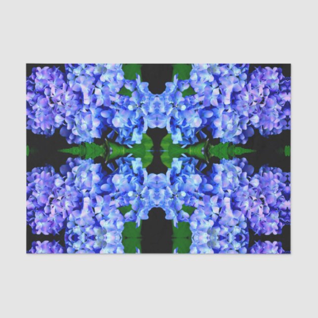 Elegant light purple blue magenta floral hydrangea tissue paper (Front)