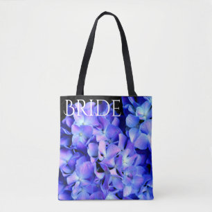 Elegant light purple blue magenta floral hydrangea tote bag